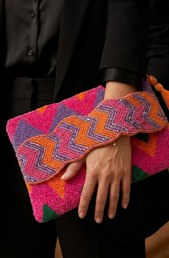 zigzag edge clutch - handmade statement bag 3 IMG 20260330 090139