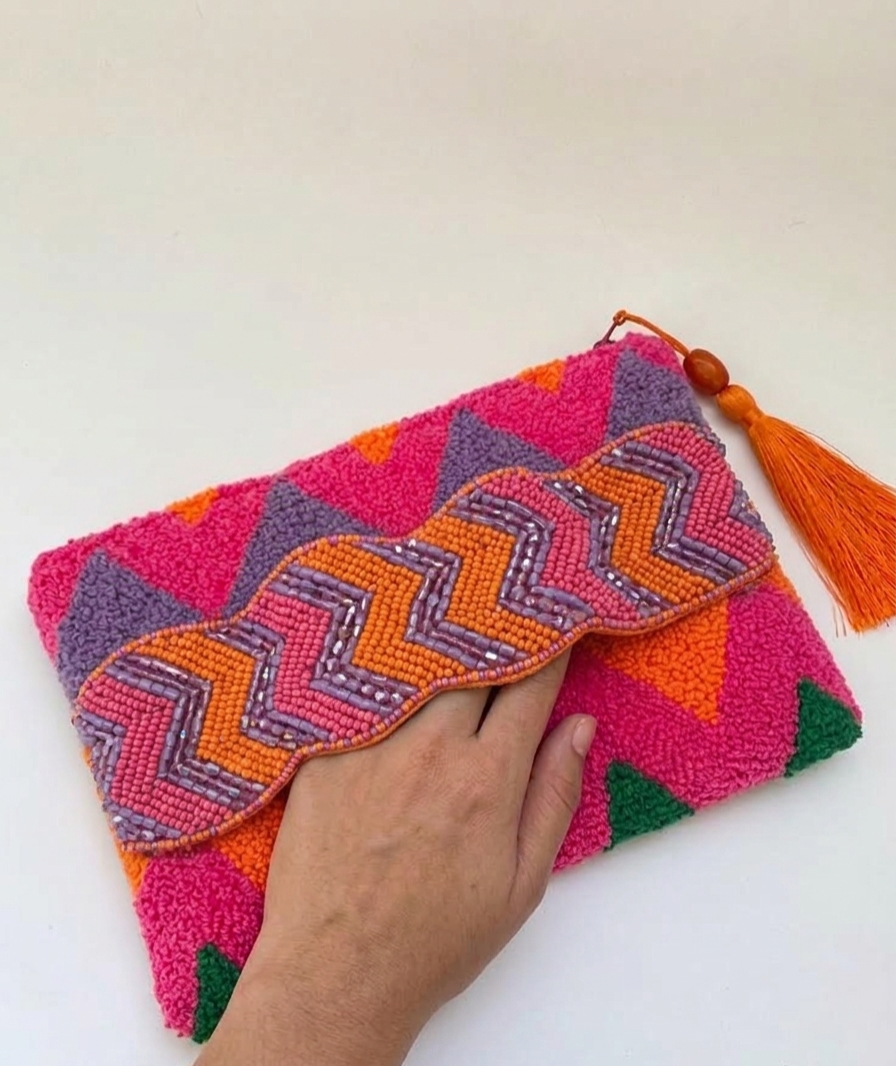 zigzag edge clutch - handmade statement bag 2 IMG 20260330 090156