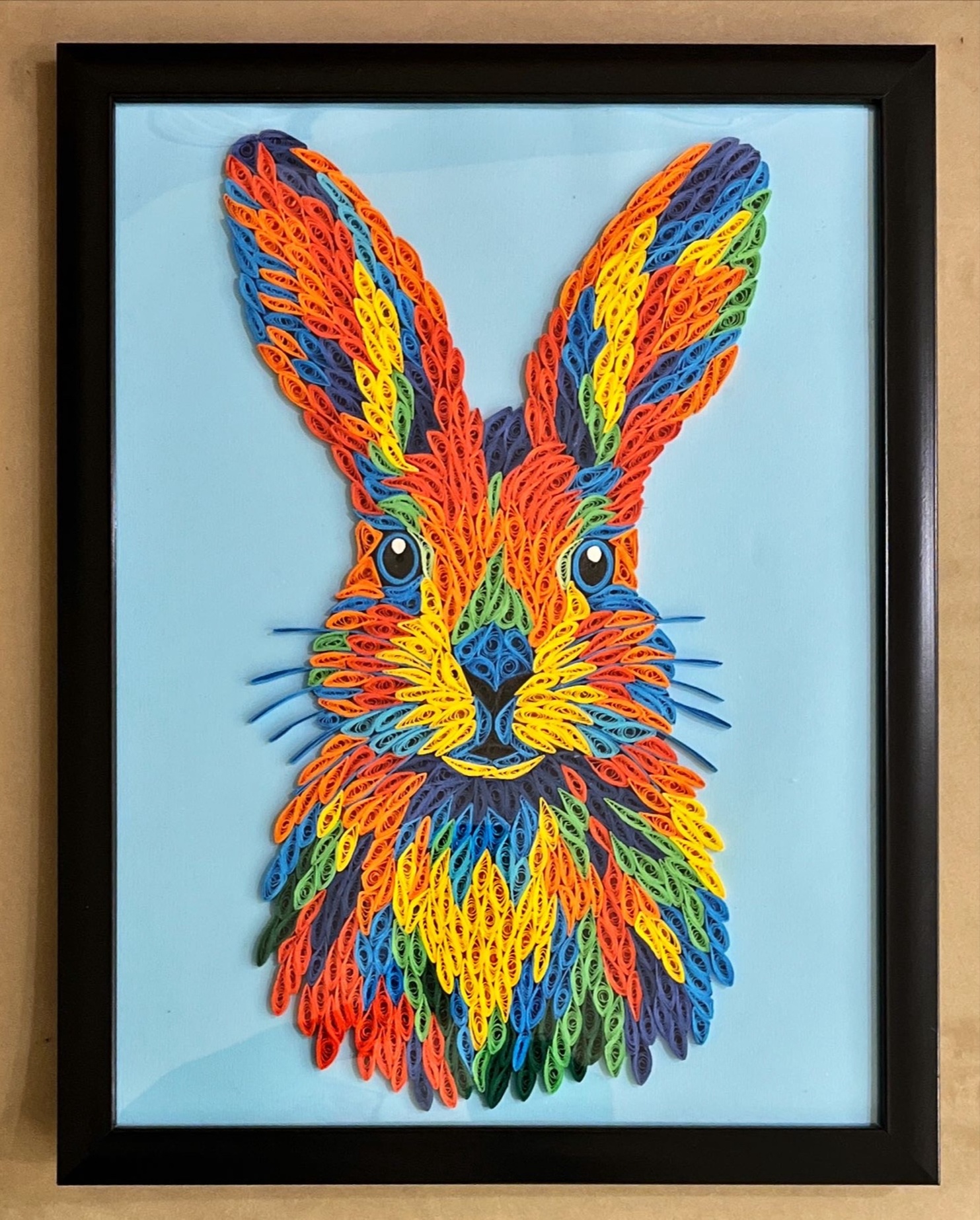handmade paper quilling colors colorful bunny rabbit art decor origami wall frame