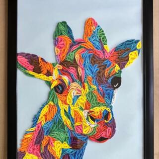 handmade paper quilling colors colorful giraffe art decor origami wall frame