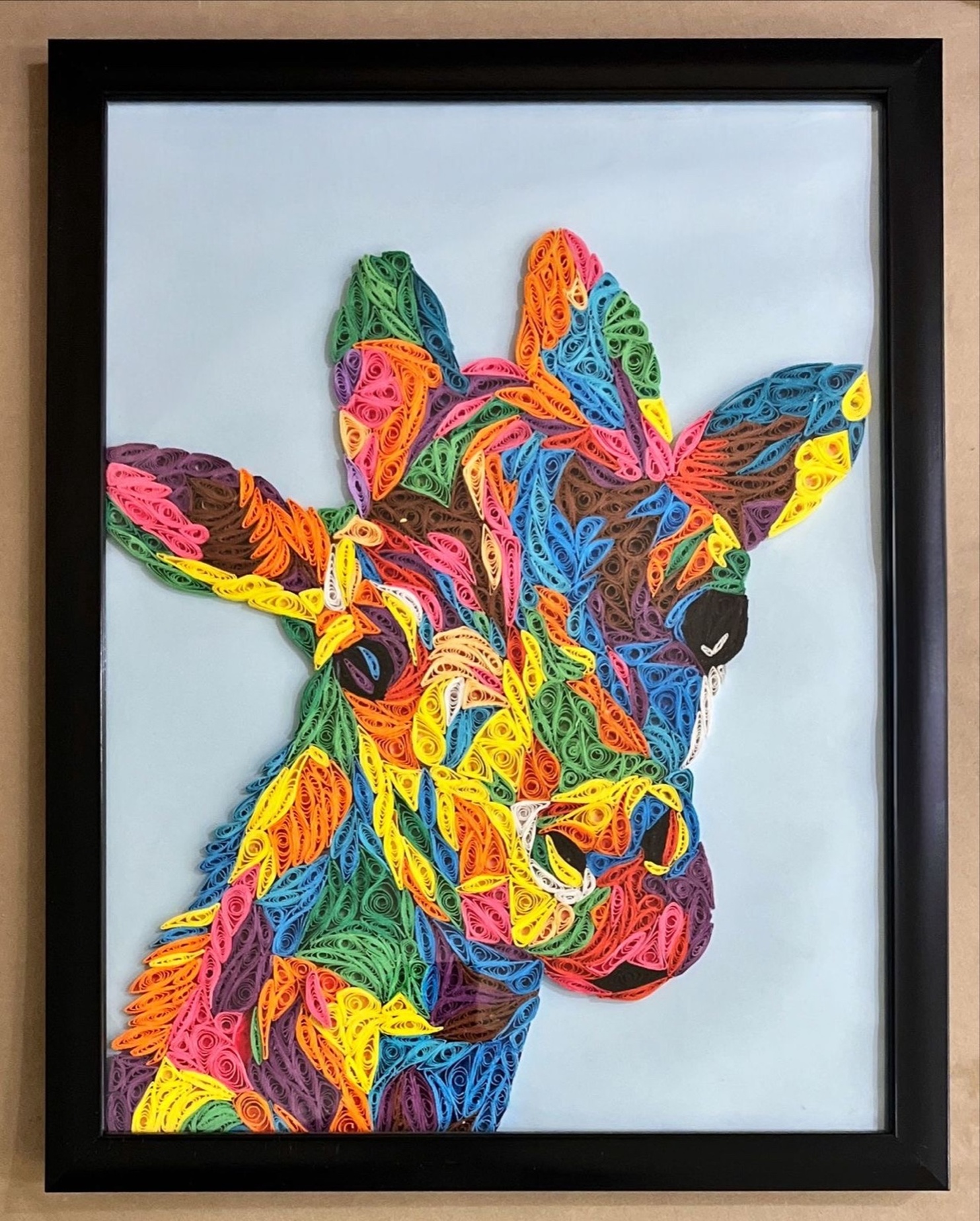 handmade paper quilling colors colorful giraffe art decor origami wall frame