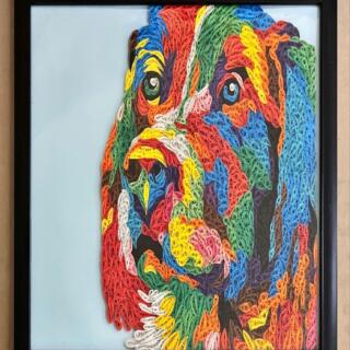 handmade paper quilling colors colorful dog art decor origami wall frame gift room
