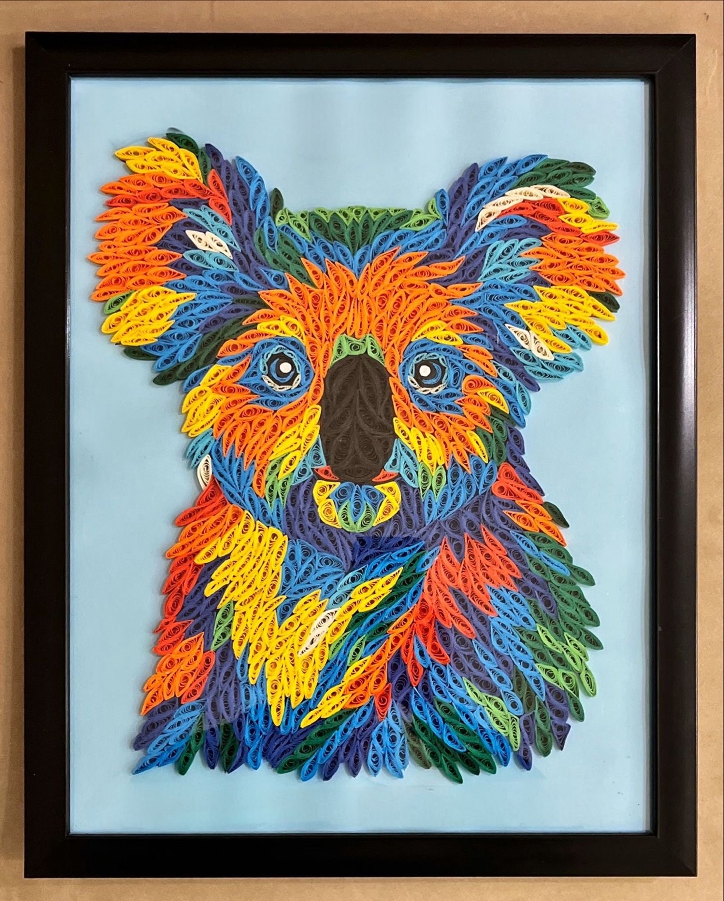 handmade paper quilling colors colorful koala art decor origami wall frame gift