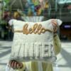 Punch Needle Hello winter cushion cover