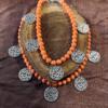 Orange fayrouz beads necklace