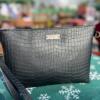 Black Croc Mat clutch and cross