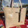 Beige Croc Embossed Tote bag with Detachable Pouch