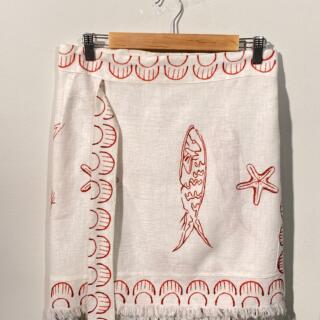 Painted linen wrap skirt