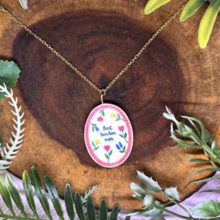 ''Best Teacher Ever'' Necklace