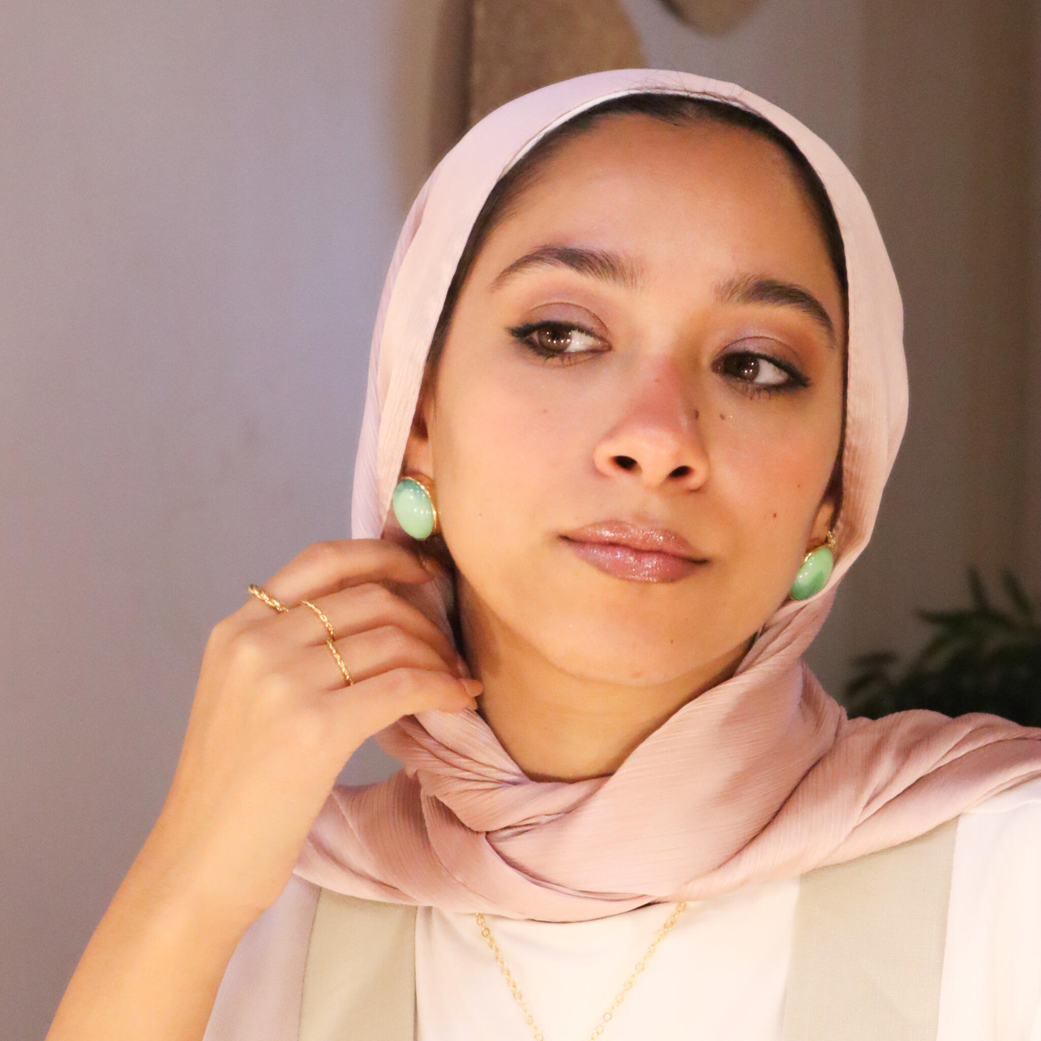 Green glass Earring 1 Green glass Earring