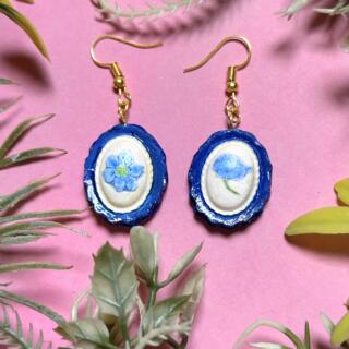 Antique Blue Frame Earrings