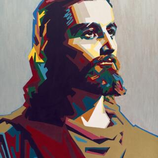 portrait of jesus in wpap art style