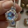 Swarovski blue silver single crystal earrings