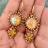 Swarovski golden double Crystal Earrings