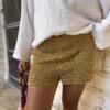 Golden crochet shorts