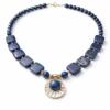 Iapis lazuli necklace with statement pendant, gold filled clasp.