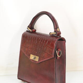 Handmade Burgundy Genuine Leather Bag – Classic Engraving2