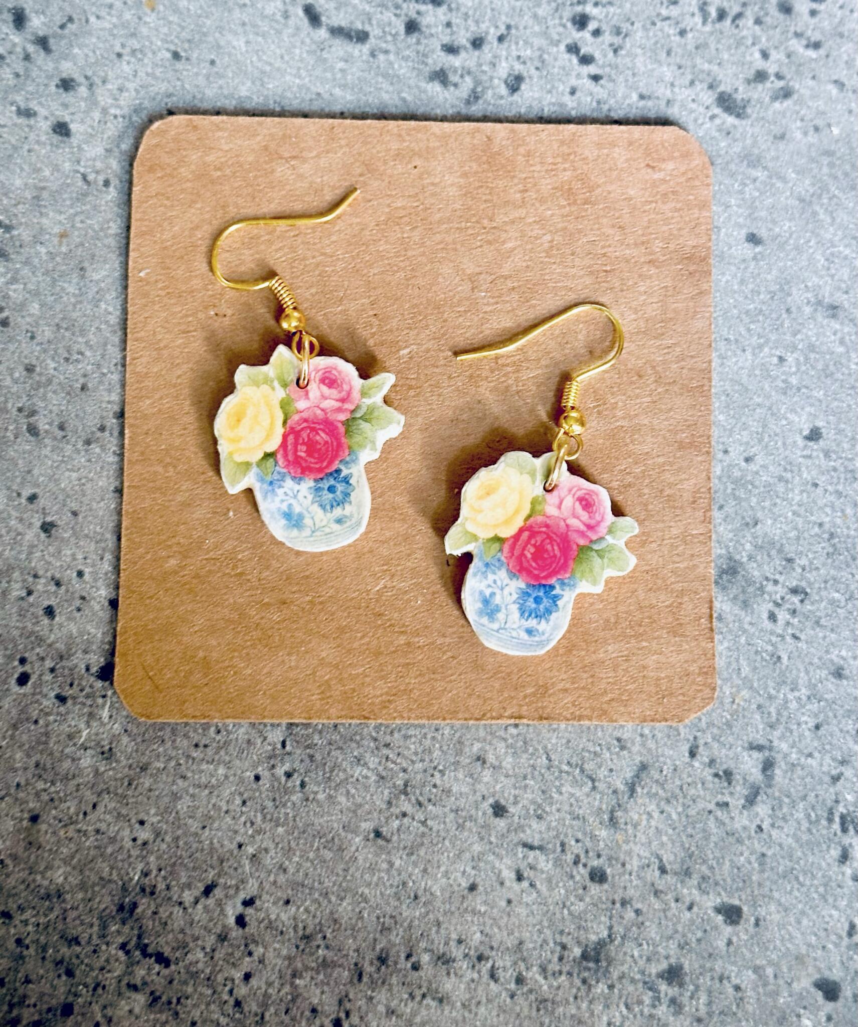 Floral Vase Earrings 1 Floral Vase Earrings