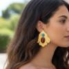 Earrings blue x brown