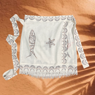 Painted linen wrap skirt