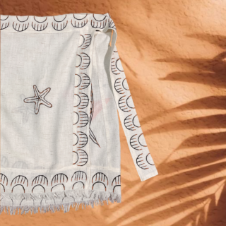 Painted linen wrap skirt