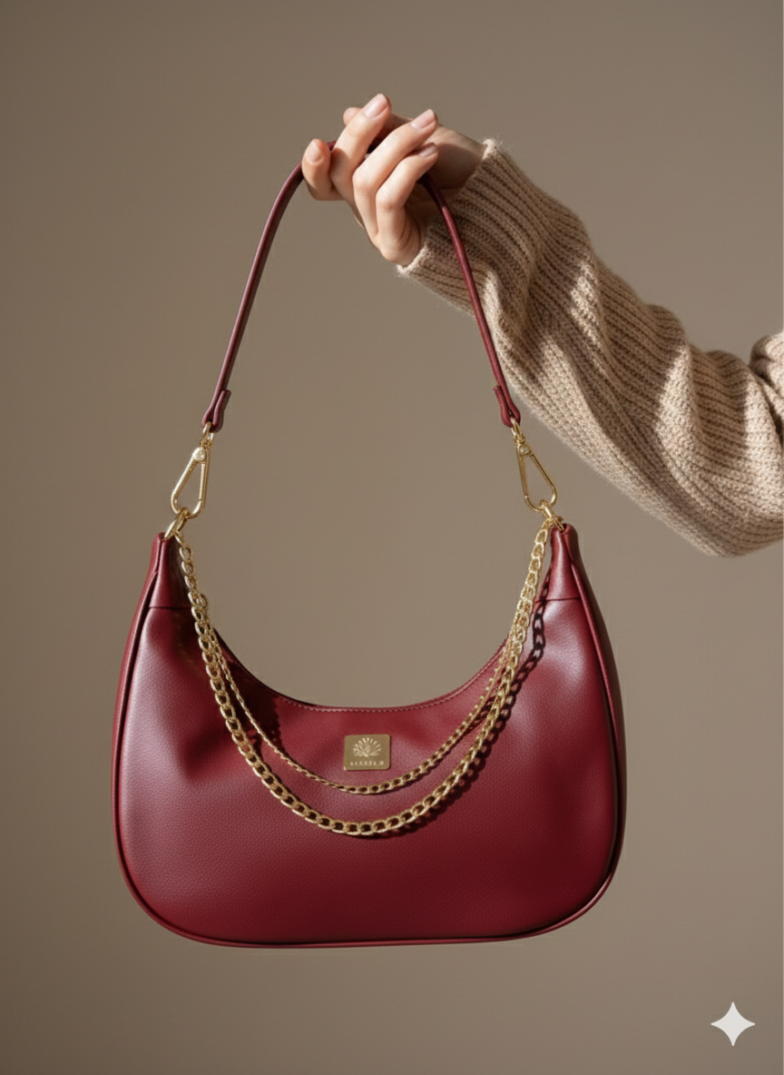 Burgundy HOBO Bag 1 Burgundy HOBO Bag
