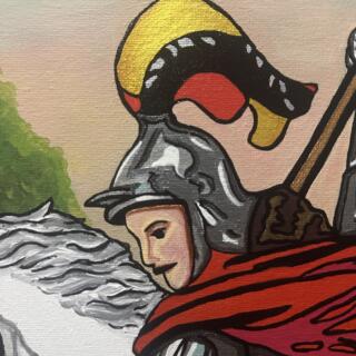 st. george acrylic painting closeup