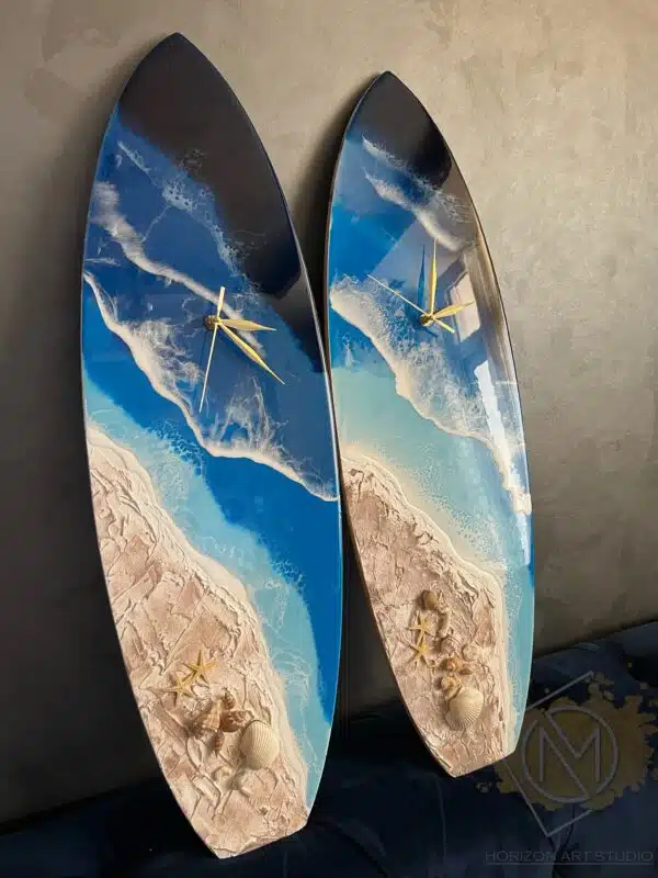 Surfboard ocean resin wall clock