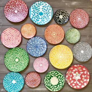 "Bone Inlay Bloom" Wall Plates Collection