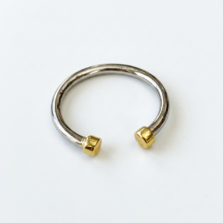 Silver Gap Ring Gold Platted ends-خاتم فضة مطلي ذهب