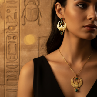 Handmade malachite Khepri set for women