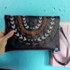 Natural leather black with two handles leather strap