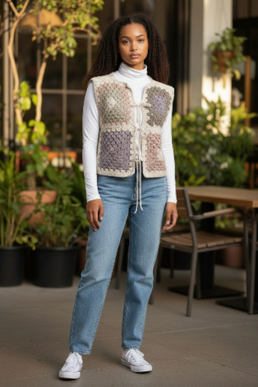 Handmade Pastel Boho Crochet Vest 1 Handmade Pastel Boho Crochet Vest