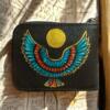 Natural leather isis wings black wallet