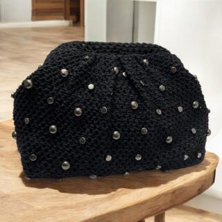 Black studded pouch