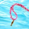 Hot pink golden fish necklace