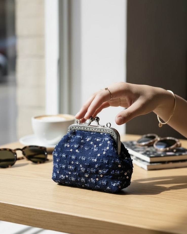 Dark sparkly denim mini pocket 1 Dark sparkly denim mini pocket