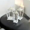 Set of 3 lanterns off white with gold touch