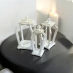 Set of 3 lanterns off white with gold touch