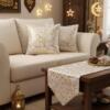 Ramadan Set Table Runner 2 Cushions Cover - Gold