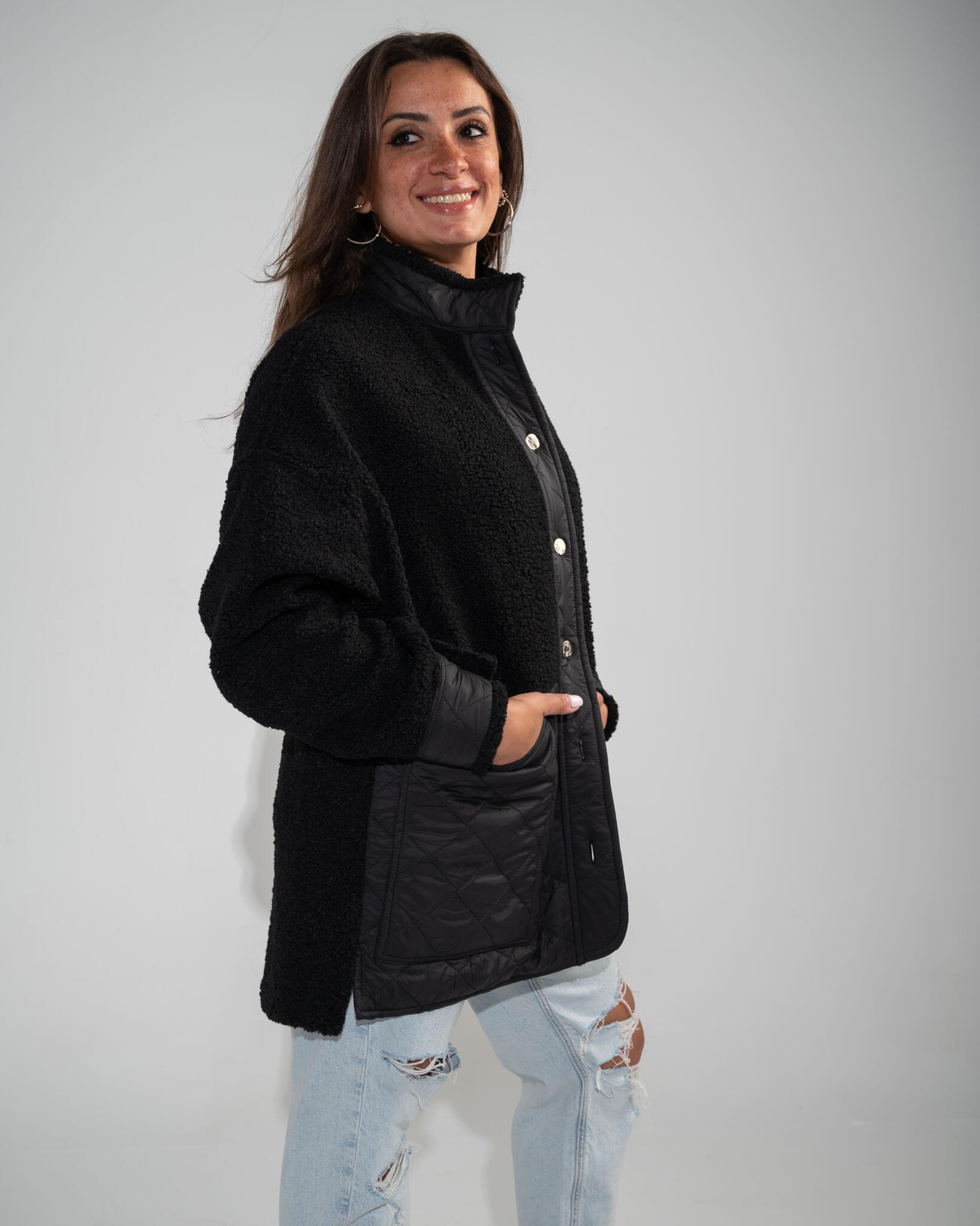 Tiddy quilted jacket black X black 2 SAY 2607 scaled