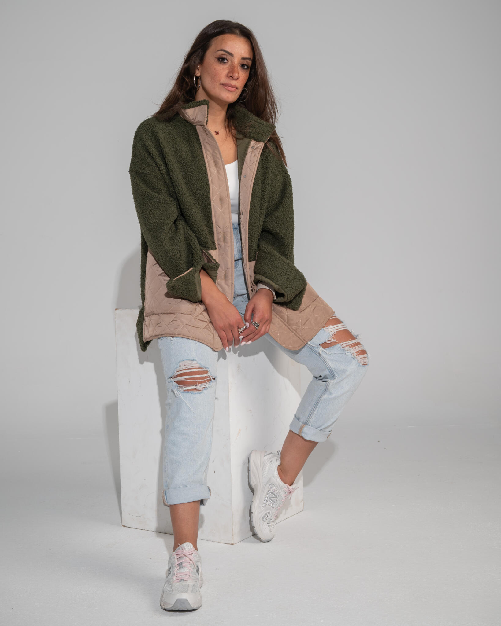 Tiddy quilted jacket beige X olive 4 SAY 2631 scaled