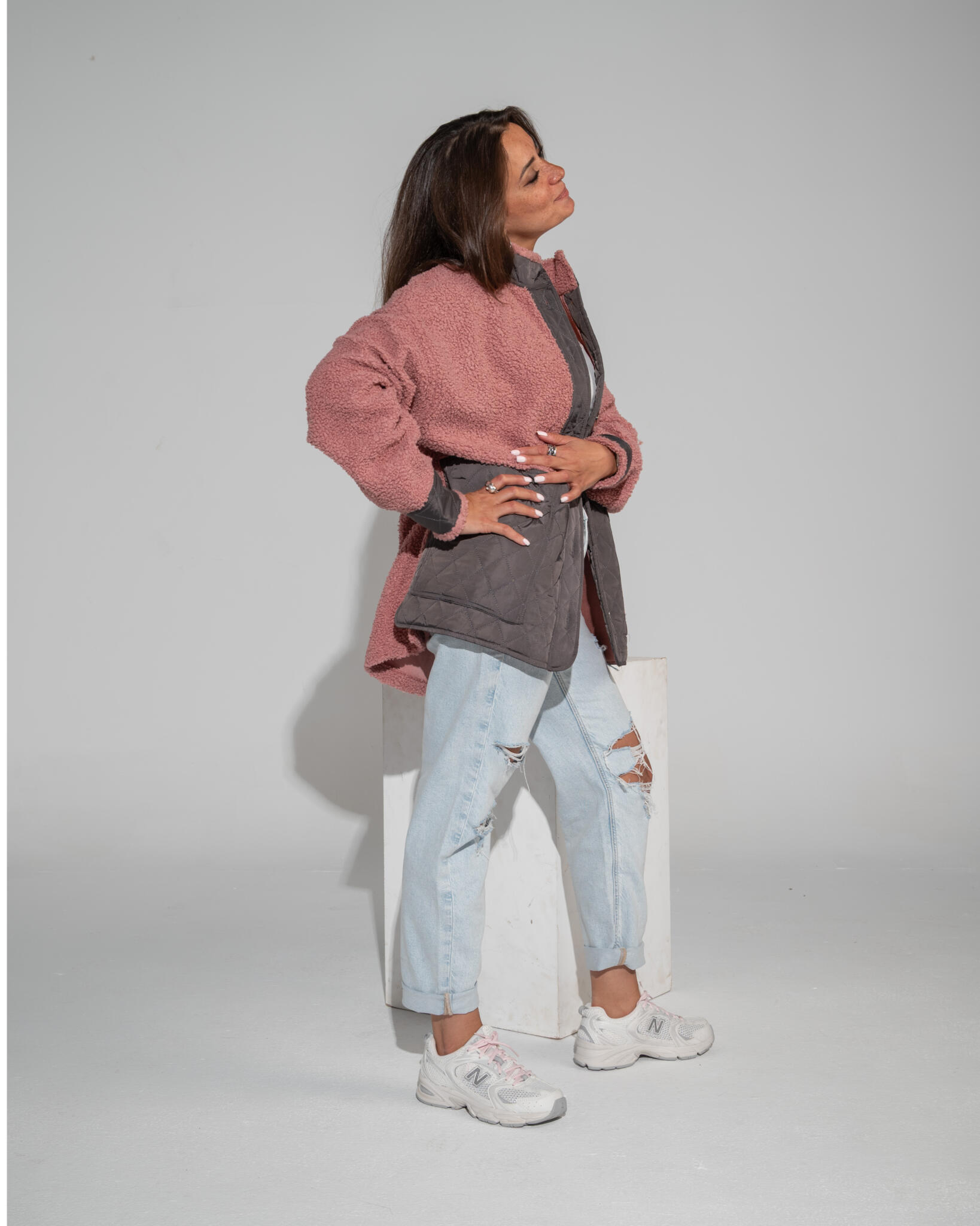 Tiddy quilted jacket pink X grey 2 SAY 2645 scaled