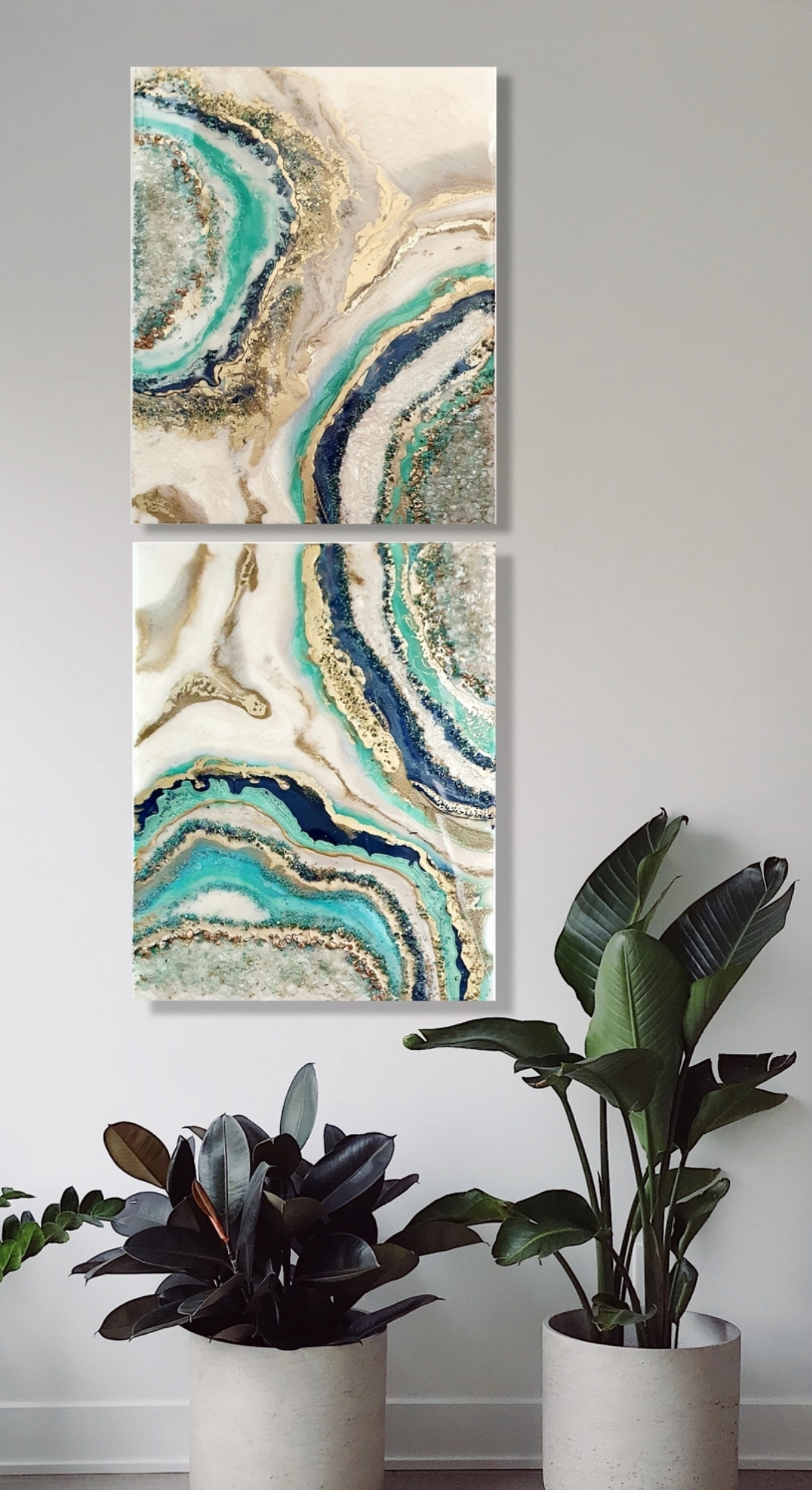 Large Resin Wall Art – 2 Piece Set✨ blue and green 1 Large Resin Wall Art – 2 Piece Set✨ blue and green