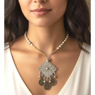 سلسلة من النحاس الابيض. والاصفر. والصدف