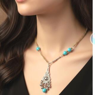 سلسلة من النحاس الابيض والفيروز