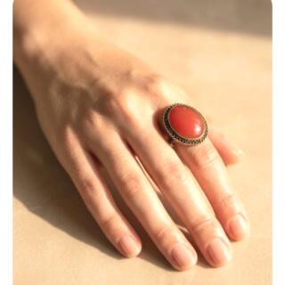 خاتم من النحاس البيور وحجر من العقيق. مقاس. مفتوح