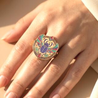 خاتم. من النحاس المطلي بالذهب. مقاس مفتوح وملون