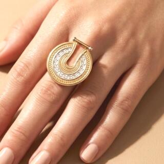 خاتم. من النحاس المطلي دهب و فضة و مقاس. مفتوح