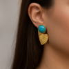 Handmade Turquoise Lotus earring for women